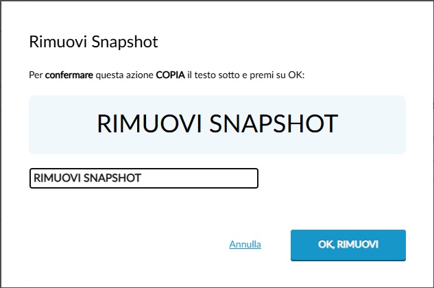 Rimozione snapshot